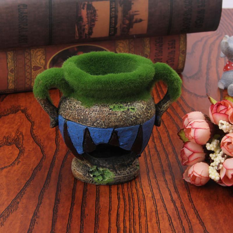 1pc Resin Vase with Moss Aquar - Aquarium Fish Tank Price review and price