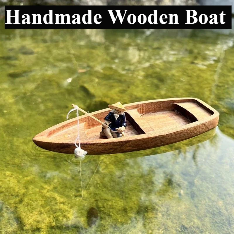 Handmade Wooden Boat Mini Floa - Aquarium Fish Tank Price review and price