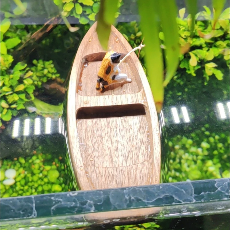 Handmade Wooden Boat Mini Floa - Aquarium Fish Tank Price review and price